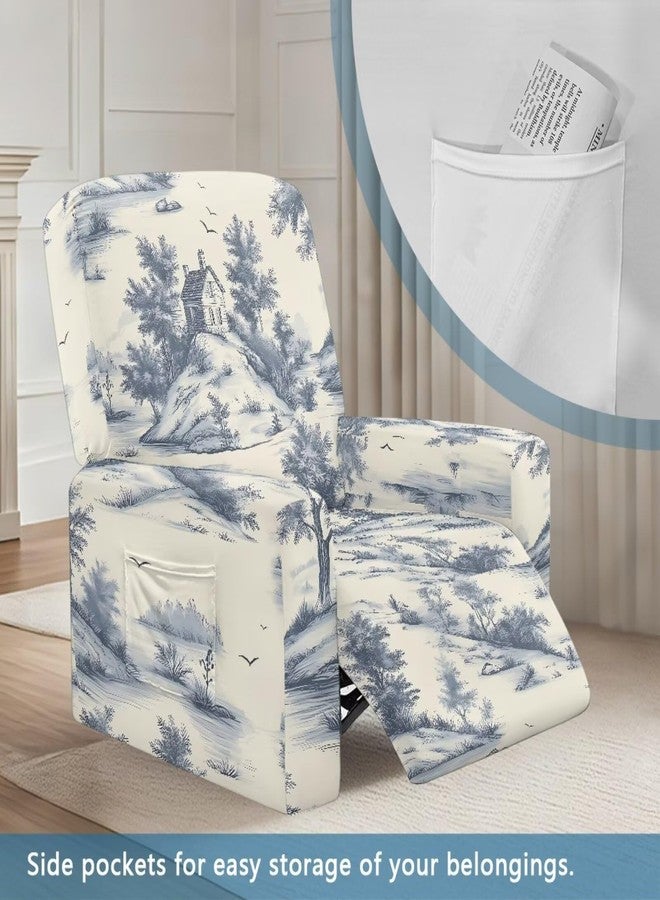 غطاء كرسي استرخاء مطاطي من تالايتوس بنقشة منزل توال دو جوي، 4 قطع، غطاء كرسي استرخاء لمقعد واحد، واقي أثاث ليزي بوي بقاعدة مطاطية لغرفة المعيشة - Image 3